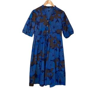52Seven Floral Blue Brown Midi Dress 2